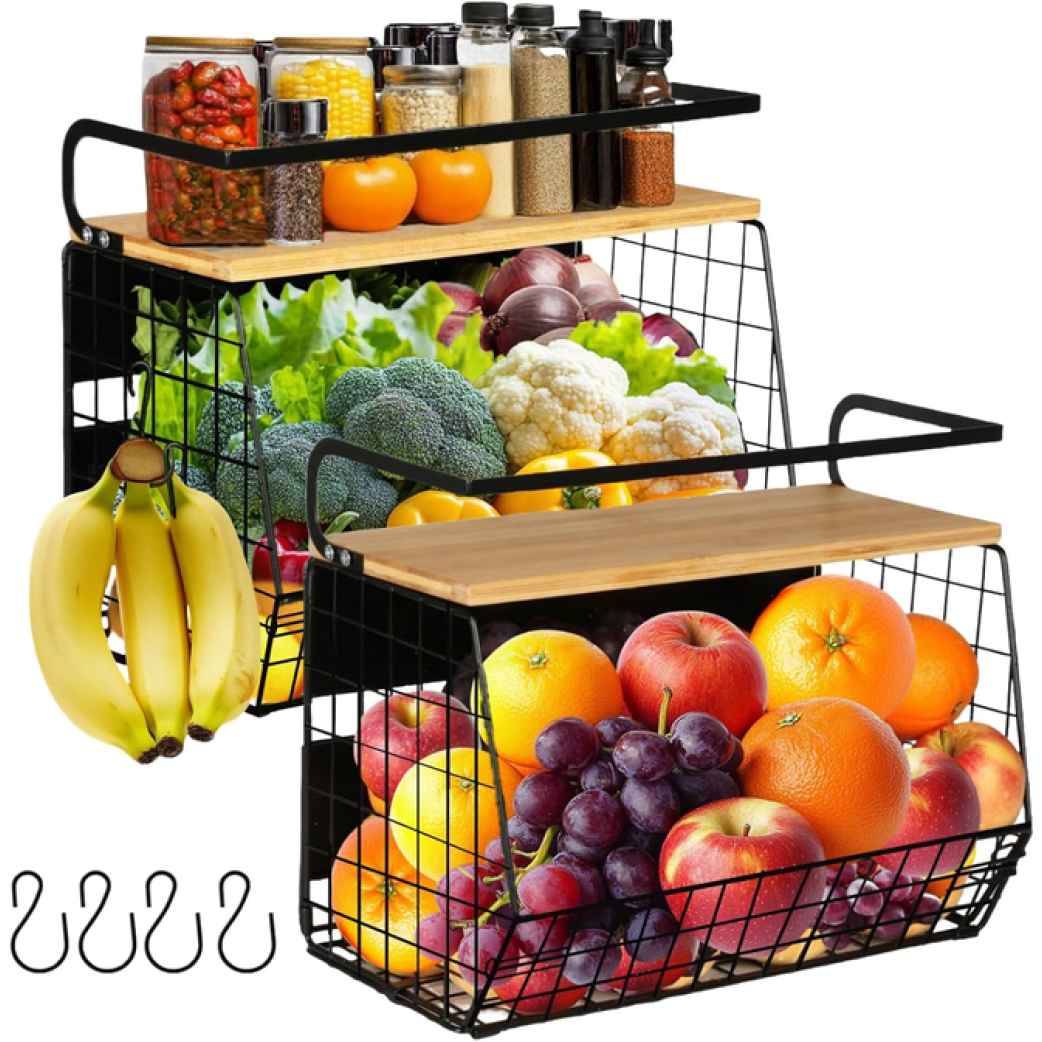 2 Set Magnetic Shelf, Fruit Baskets for Kitchens