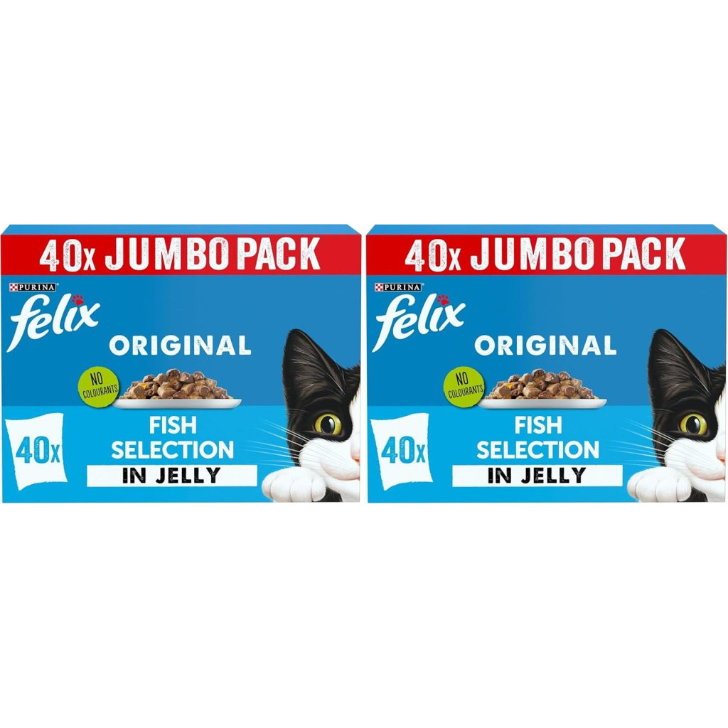 2 x FELIX Original Fish Selection in Jelly Cat Food 40x85g