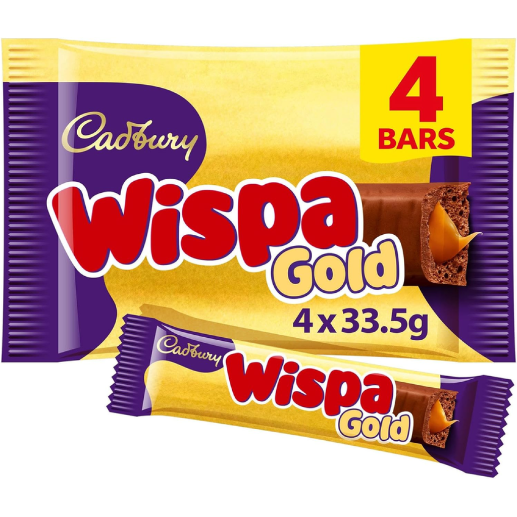 Cadbury Wispa Gold Chocolate Bars, 4 x 38.3 g