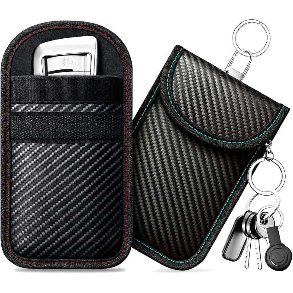caslord 2 Pack Faraday Pouch for Car Keys | M | Red and Blue