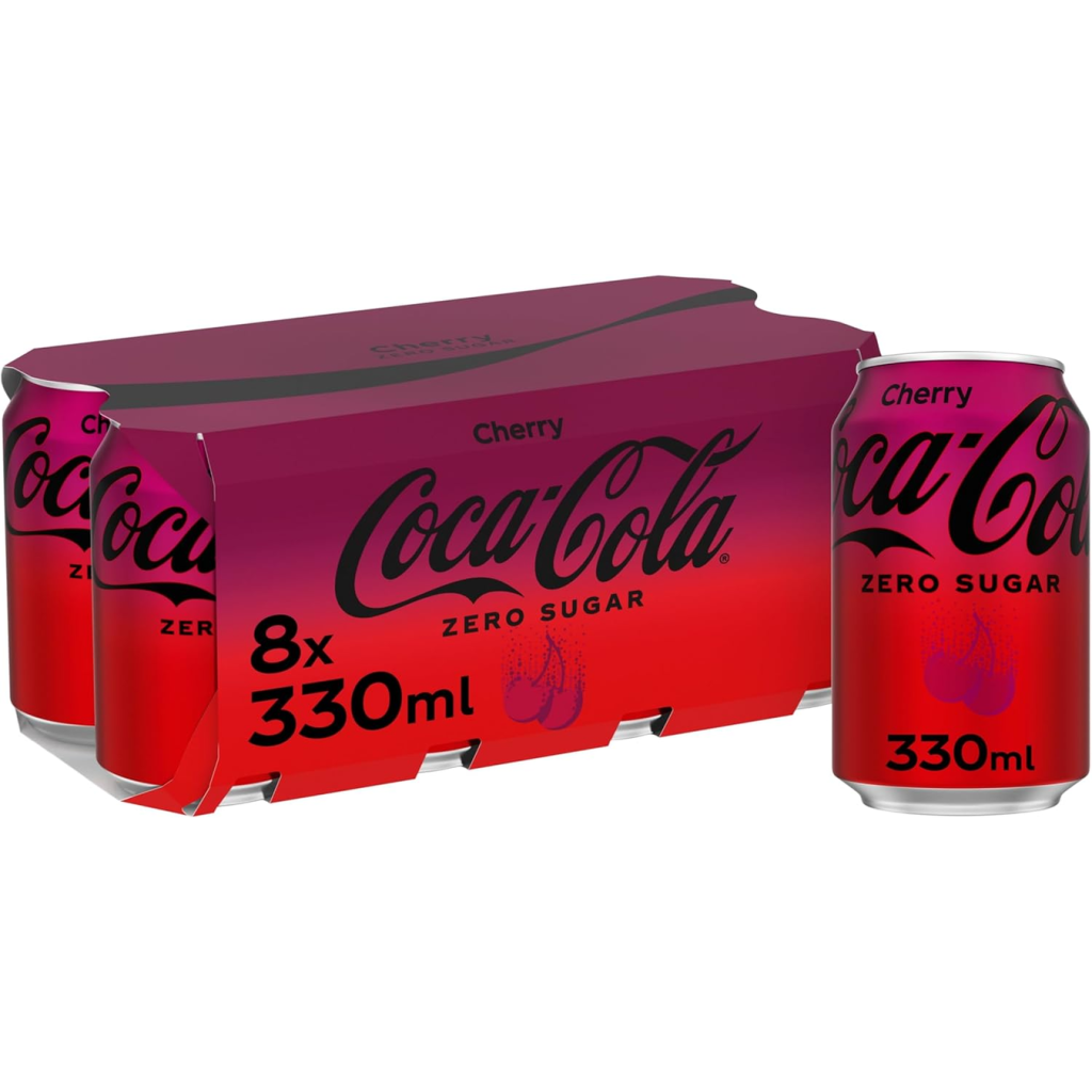 Coca-Cola Zero Sugar Cherry Soft Drink Cans, 8 x 330 mL