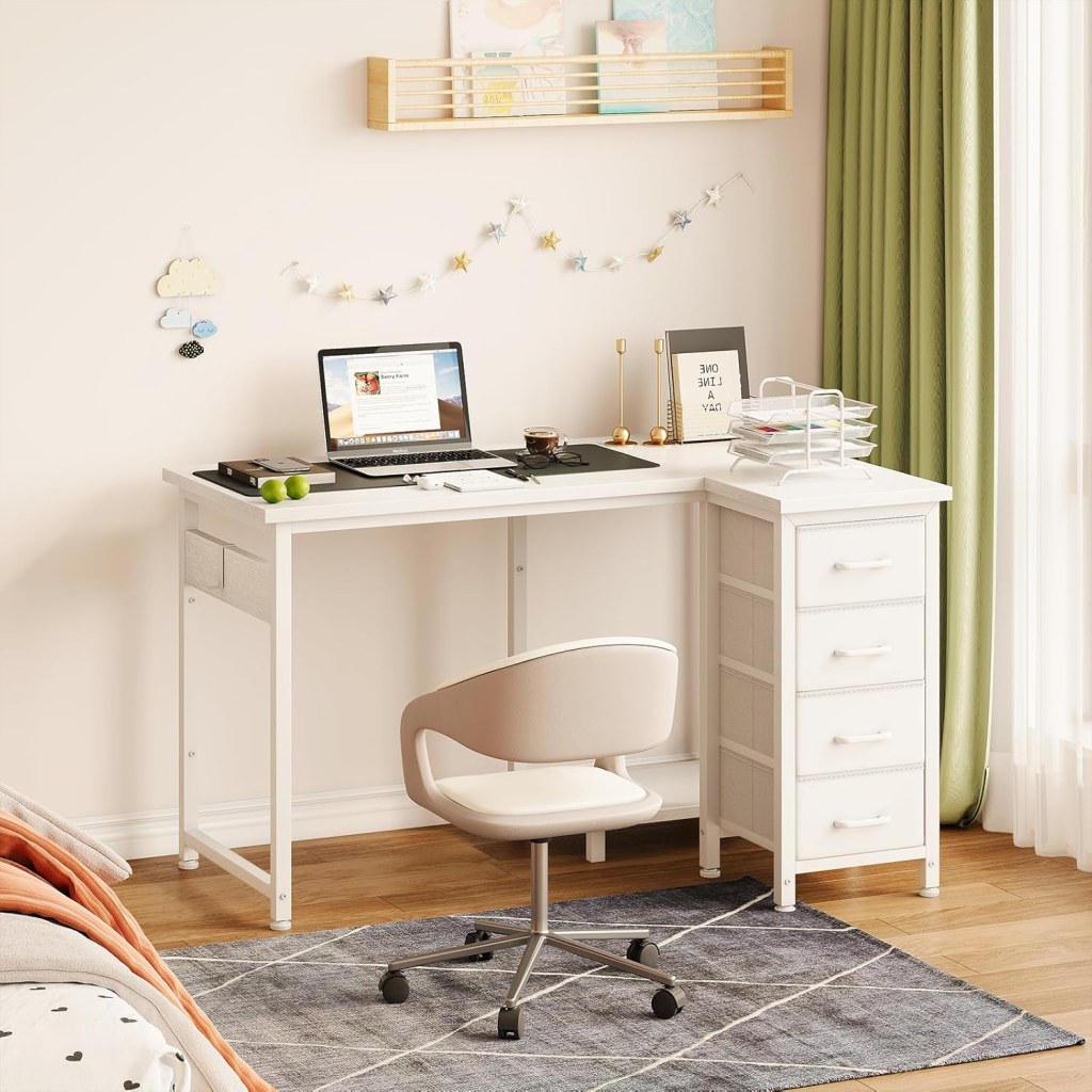 Coleshome Small Corner Desk with Drawers