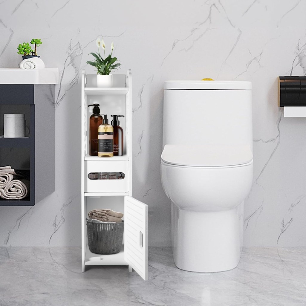 CROWNSHOP 4 Tier Bathroom Floor Cabinet