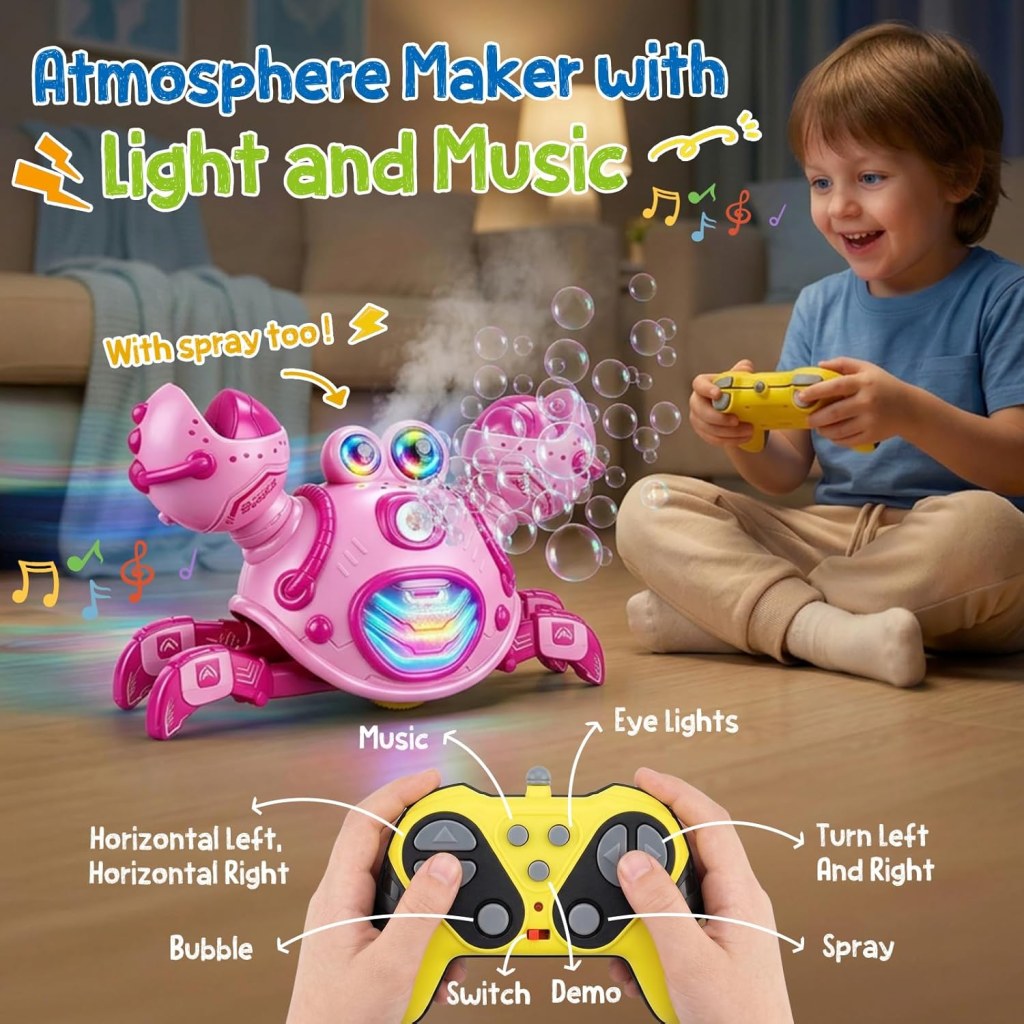 Electric Bubble Machine for Kids Lights Up In Pink Or Blue