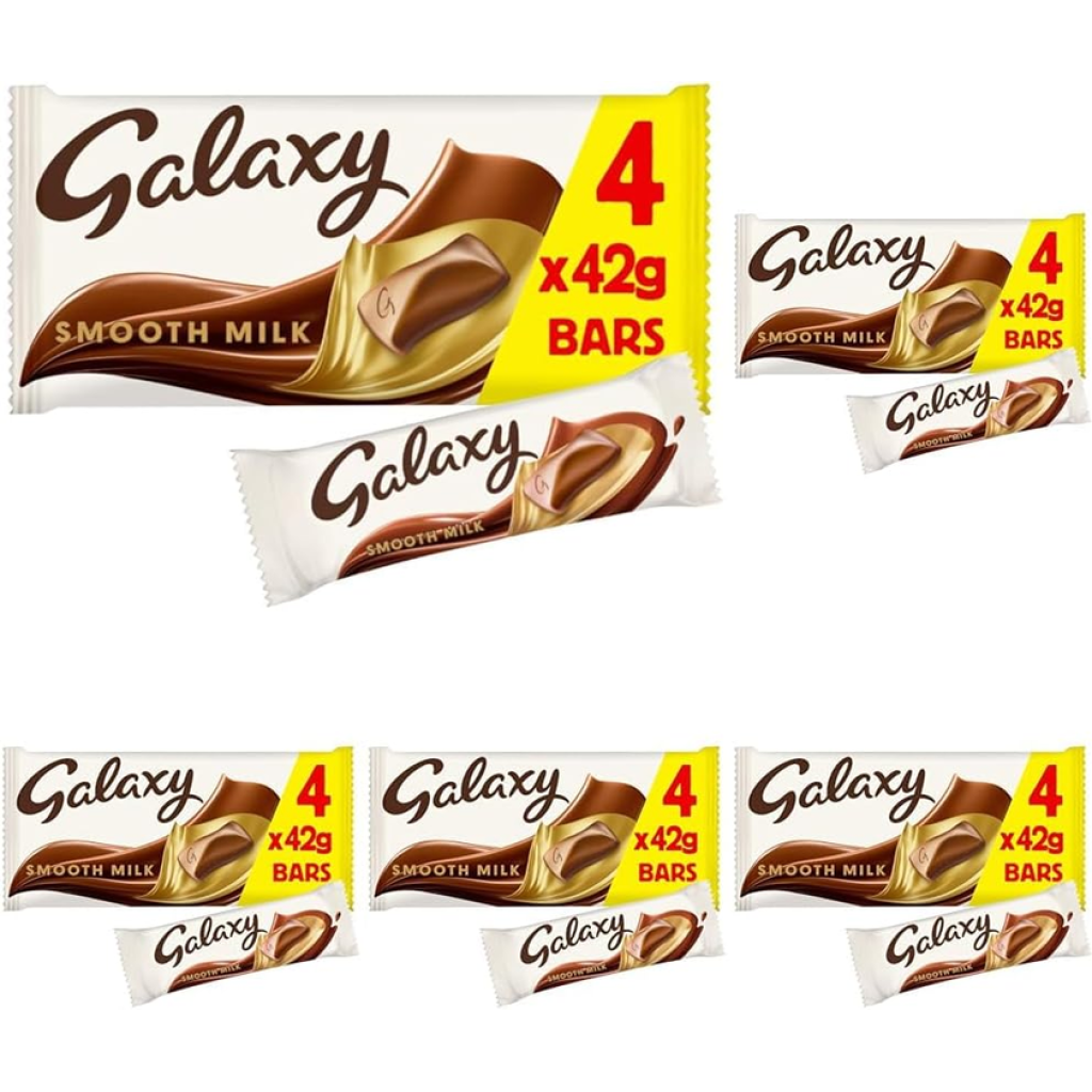 Galaxy Smooth Milk Chocolate Bars Multipack 4 x 42g 5 Pack