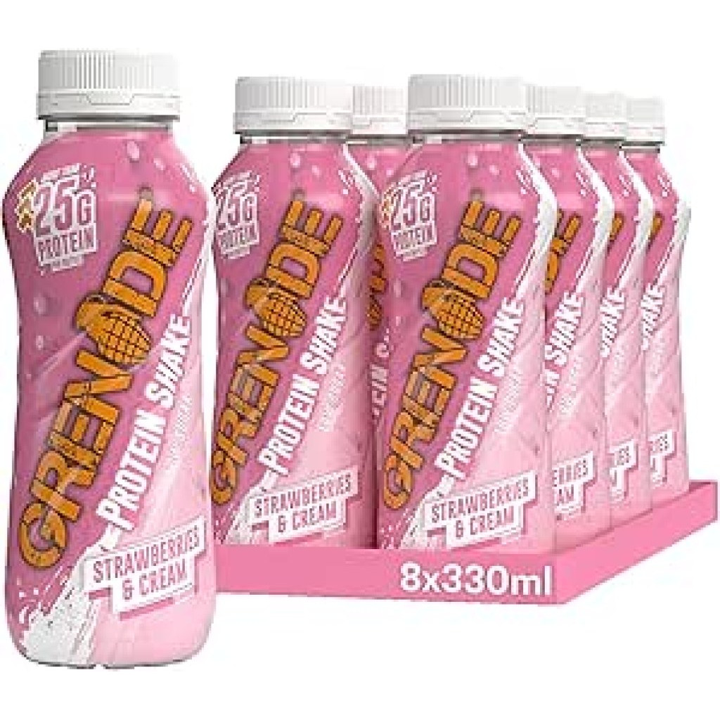 Grenade Strawberries & Cream High Protein Shake, 8 x 330 ml