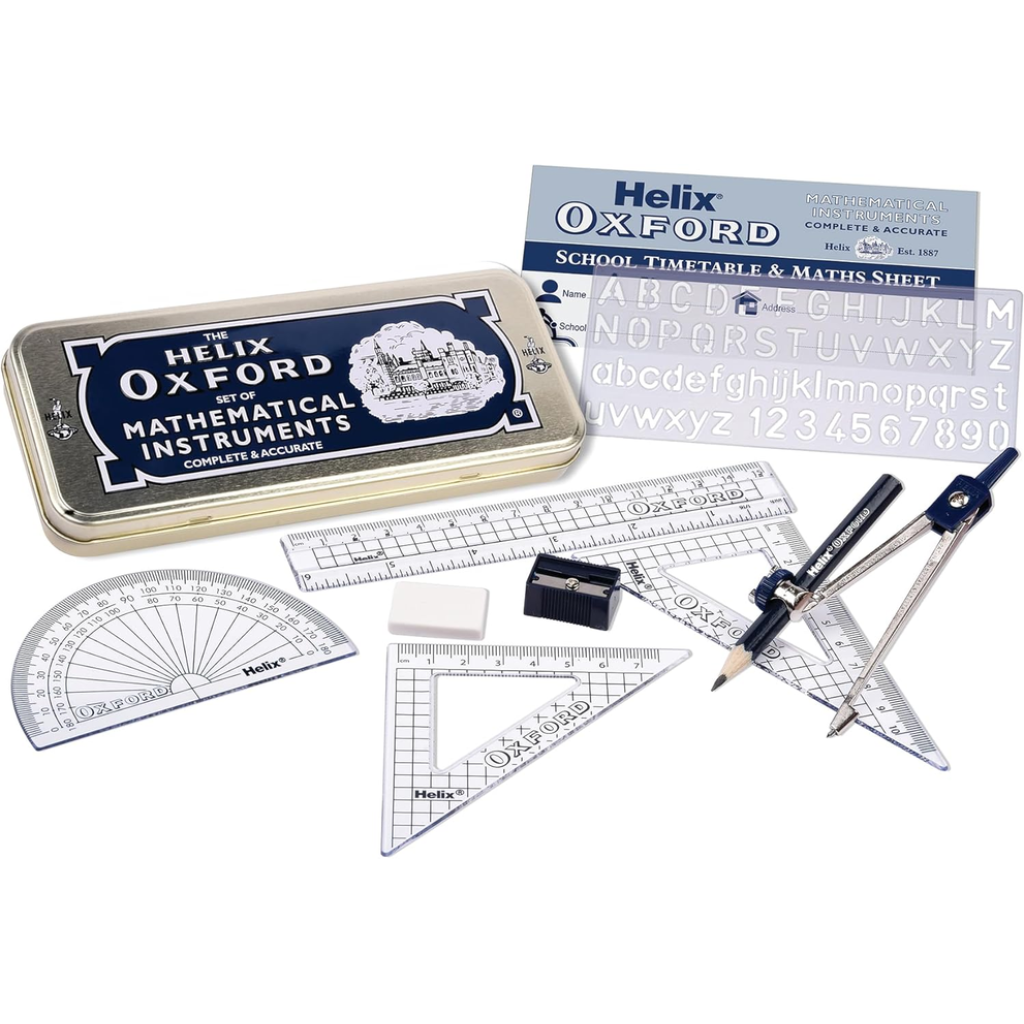 Helix Oxford Maths Set with Storage Tin - 10 Piece