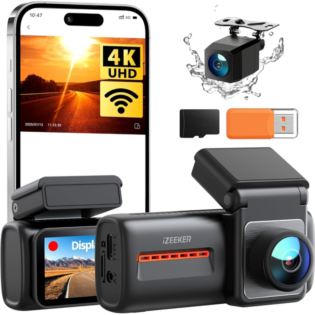 iZEEKER iD440 Front and Rear Dash Cam, & 32GB card included