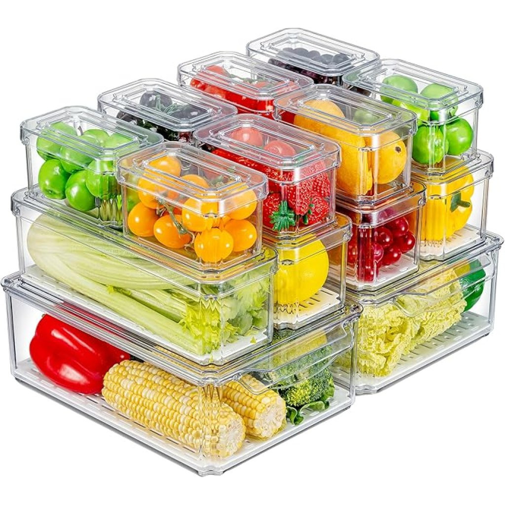 KUMD 14 Pack Fridge Organisers, Stackable Fridge Storage
