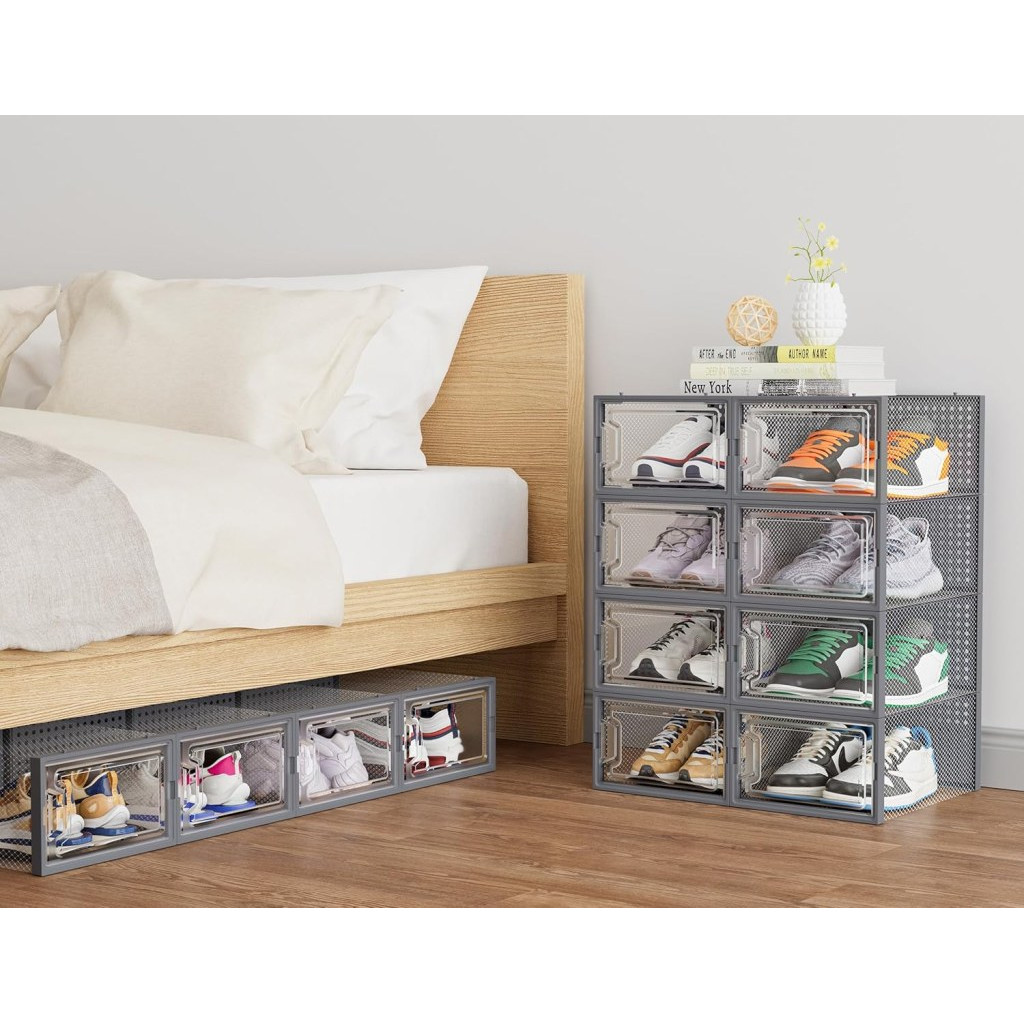 Shoe Storage Box, 12 pcs Stackable Shoe Boxes