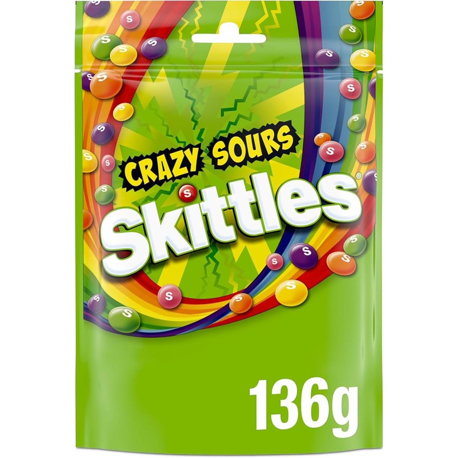 Skittles Crazy Sours Sweets Pouch 136g | Tart Chewy Sweets,