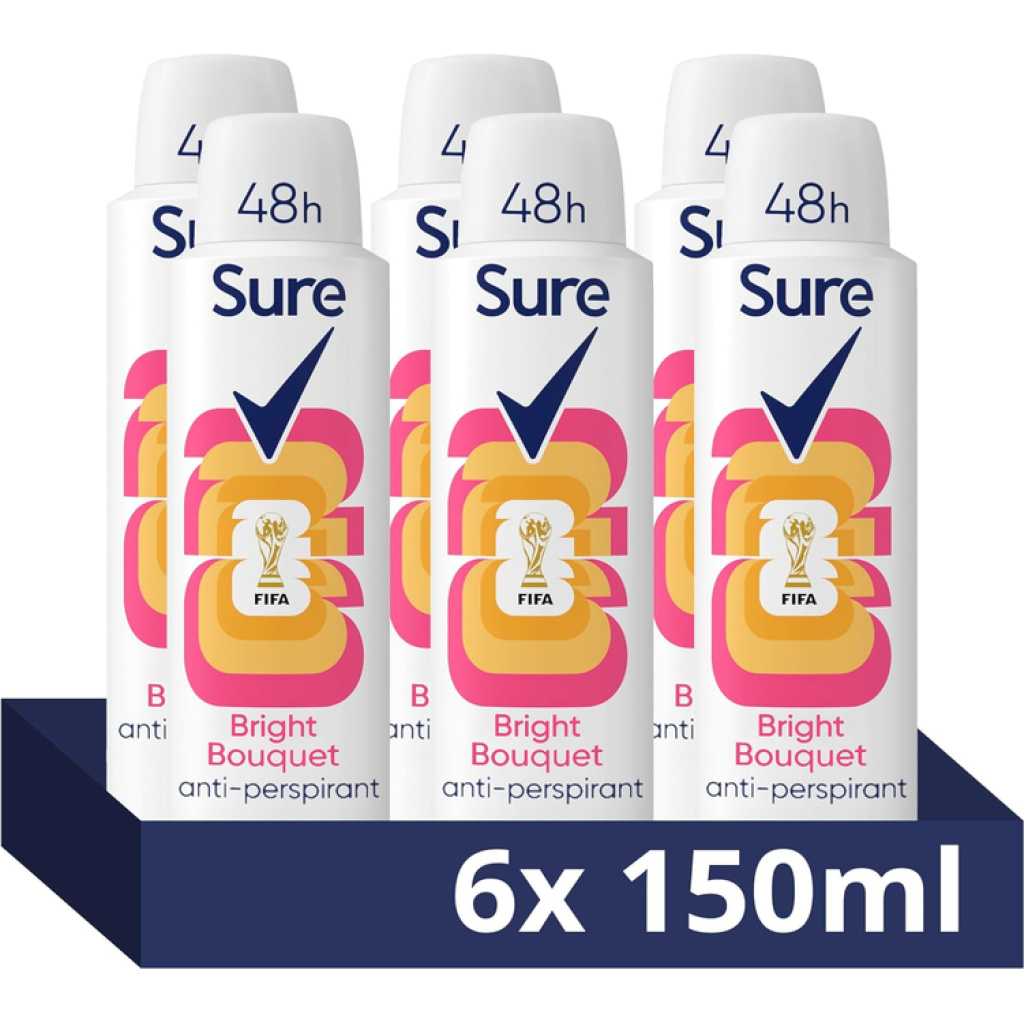 Sure Women Bright Bouquet Deodorant 150 ml, Pack of 6