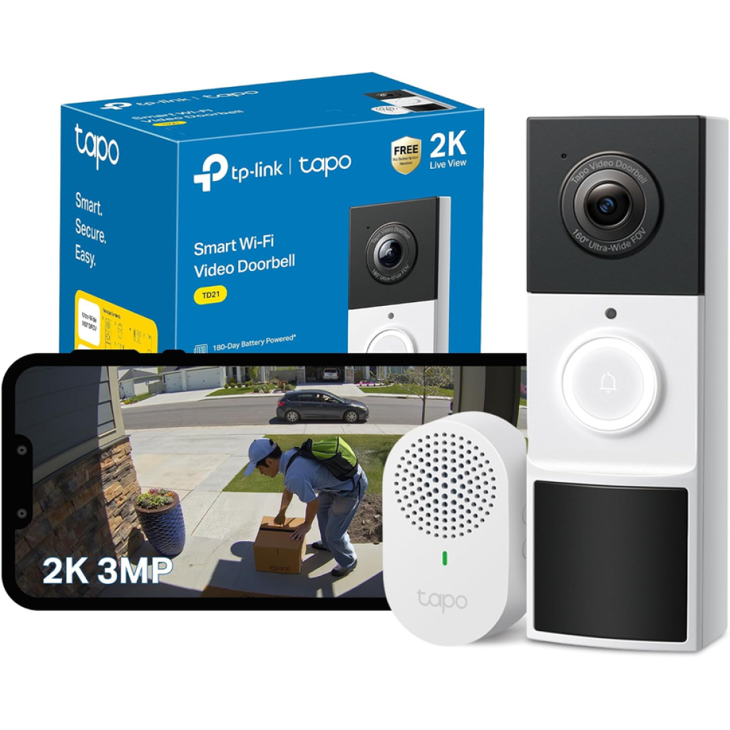 Tapo TD21 2K 3MP Battery Doorbell Camera Wireless & Chime