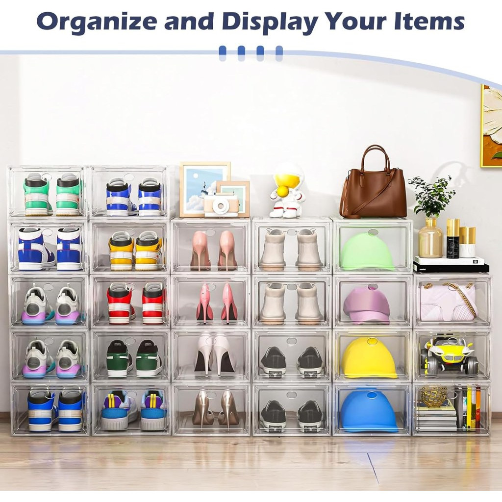 TidyTrove Shoe Storage Box, 6 Pcs Shoe Box Stackable
