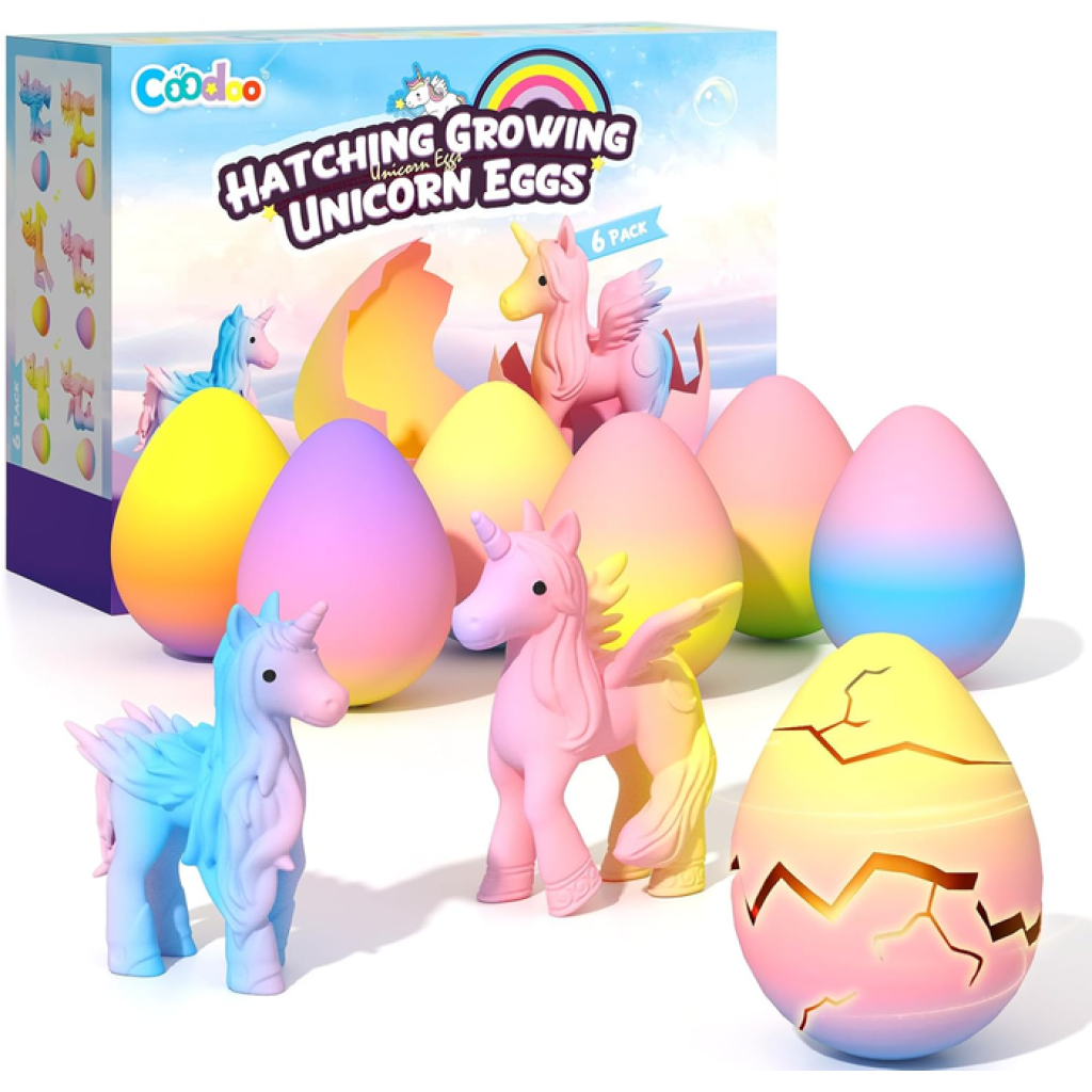 Unicorn Hatching Rainbow Eggs for Kids, 6 Pack