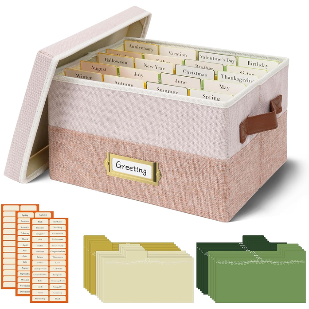 Vienrose Greeting Card Organizer Box with 20 Removable Divid