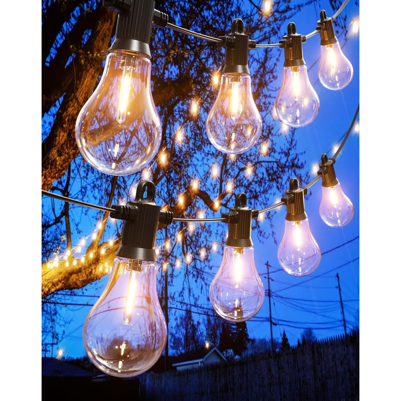 Zuske Outdoor LED String Lights Mains Powered 15M/50 FT