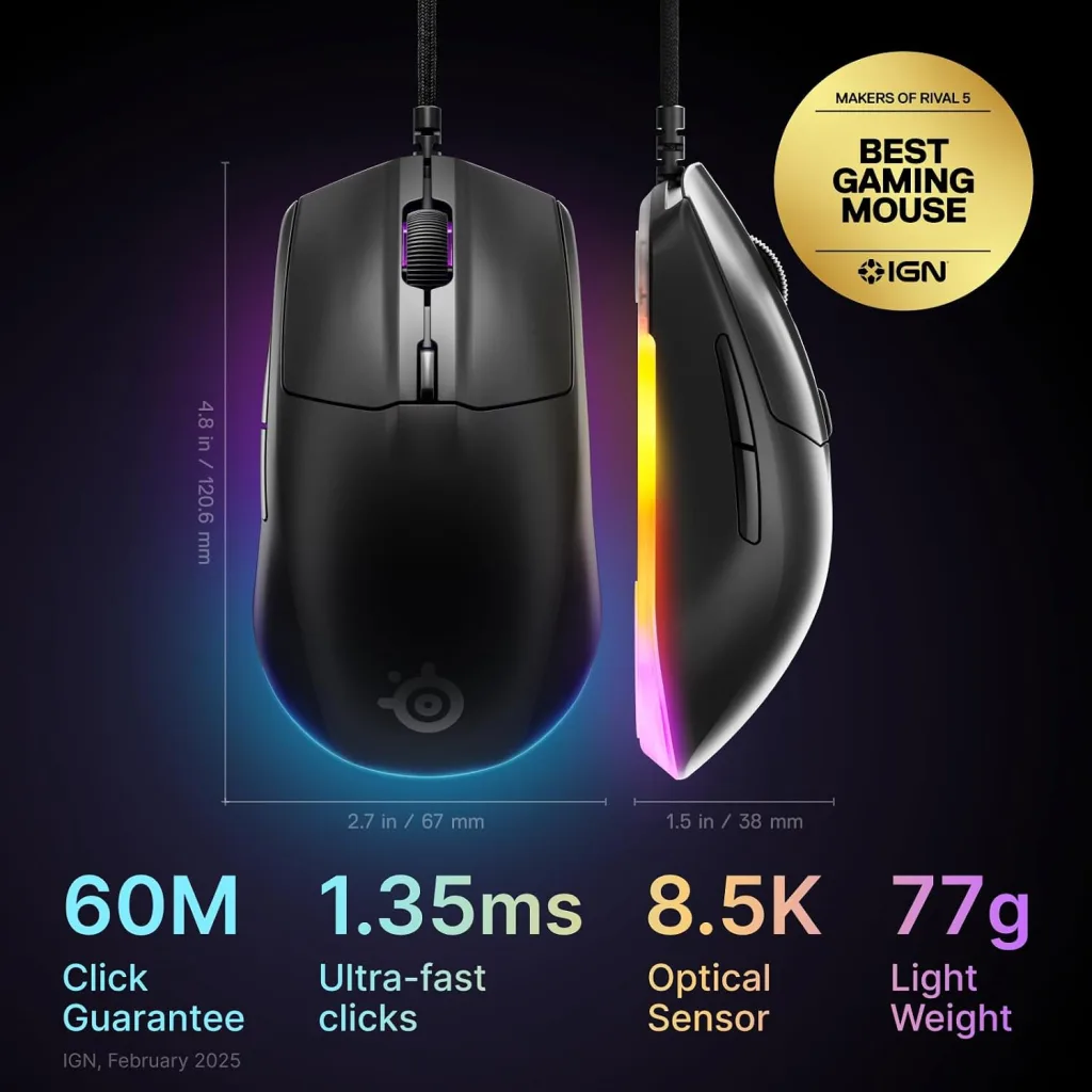 SteelSeries Rival 3 Gen 2 Gaming Mouse – 8500 DPI TrueMove