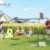 4-in-1 Kids Swing Set with Saucer Swing & Basketball Hoop