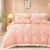 Guchuang Duvet Cover Set King Size, Pink Ruffled Bedding Set