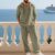 Mens 2 Piece Summer Sets Cotton Linen Co Ord Set
