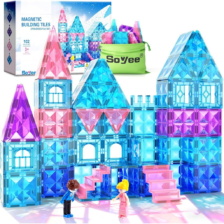 Soyee Magnetic Tiles 102pcs with 2 Stairs 2 Dolls