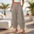 Womens Barrel Leg Trousers Cotton Linen Balloon Pants