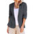 Womens Linen Blazer Summer 3/4 Ruched Sleeve Cotton Linen